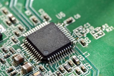 Seçici Odak, makro fotoğrafçılık, entegre elektronik devre aşırı yakın çekim, gemide mikroçip.