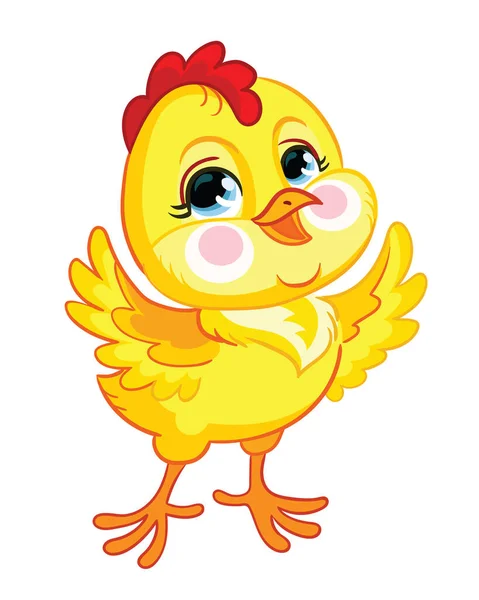 Funny Cartoon Smiling Chicken Cute Animal Vector Illustration Postcard Posters — Stock Vector