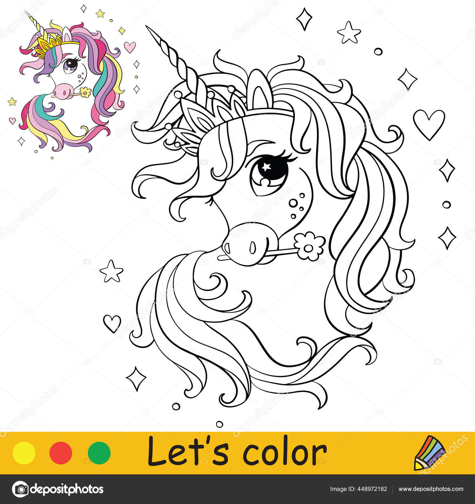 vector desenho de unicornio para criança colorir Stock Illustration