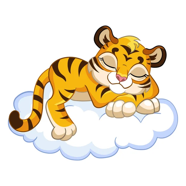 Cute sleeping tiger cartoon character vector illustration — Stock Vector