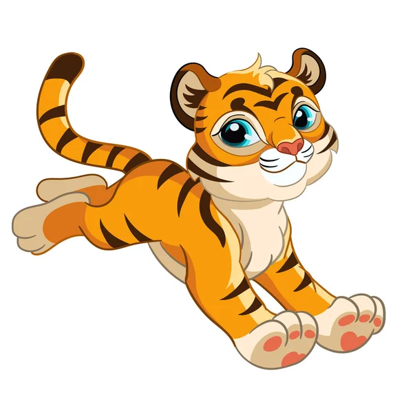 Little jumping tiger cartoon character vector illustration — Stock Vector