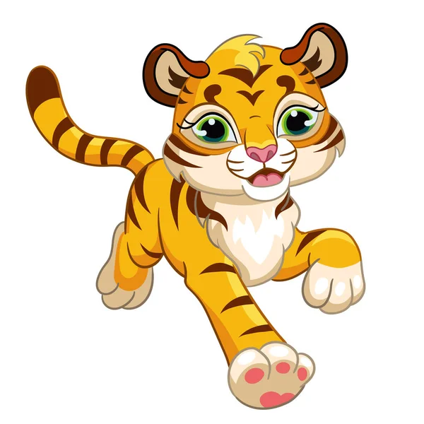 Cute running forward tiger cartoon character vector — Stock Vector