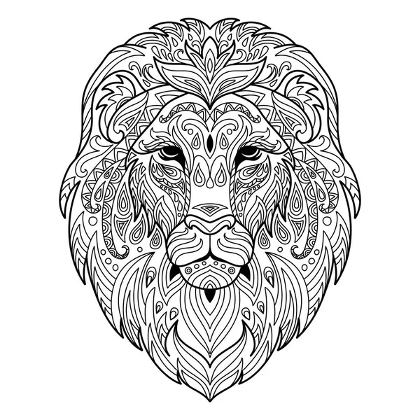 Head Lion Abstract Vector Contour Illustration Isolated White Background Adult — Stock Vector