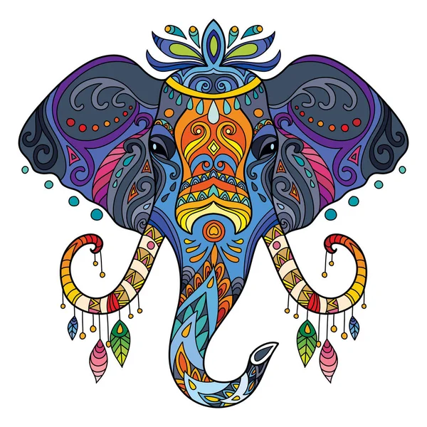 Illustration isolée colorée de vecteur d'éléphant africain enchevêtré — Image vectorielle