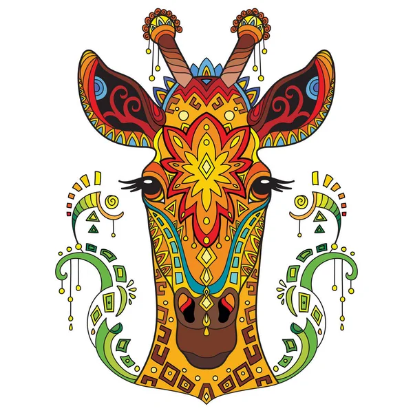 Tangle girafe africaine vecteur illustration isolée colorée — Image vectorielle