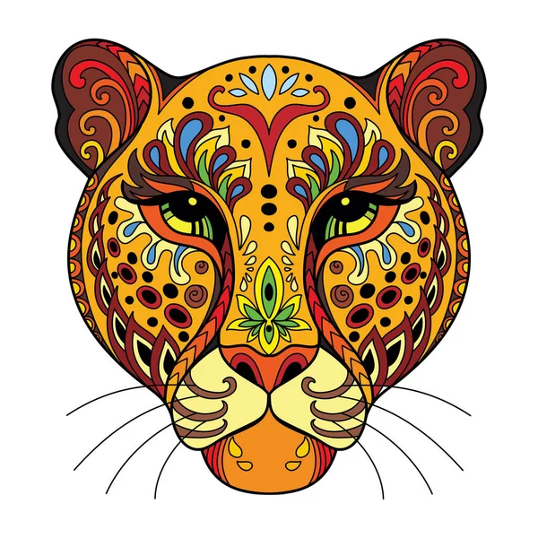 Tangle Afrikaanse luipaard vector kleurrijke geïsoleerde illustratie — Stockvector
