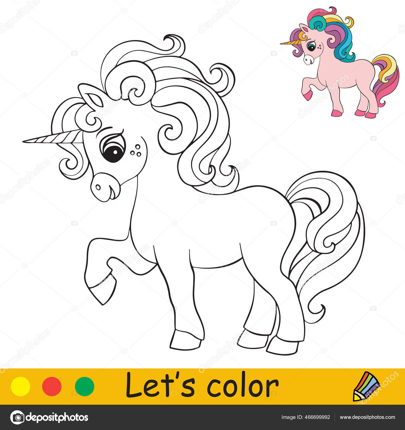 Unicórnio Desenhos Animados Bonito Desenho Livro Para Colorir Com