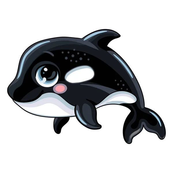 Drôle mignon heureux orca vecteur isolé illustration — Image vectorielle