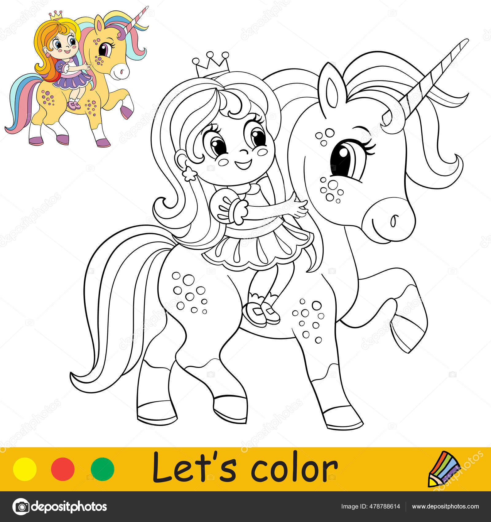 vector desenho de unicornio para criança colorir Stock Illustration