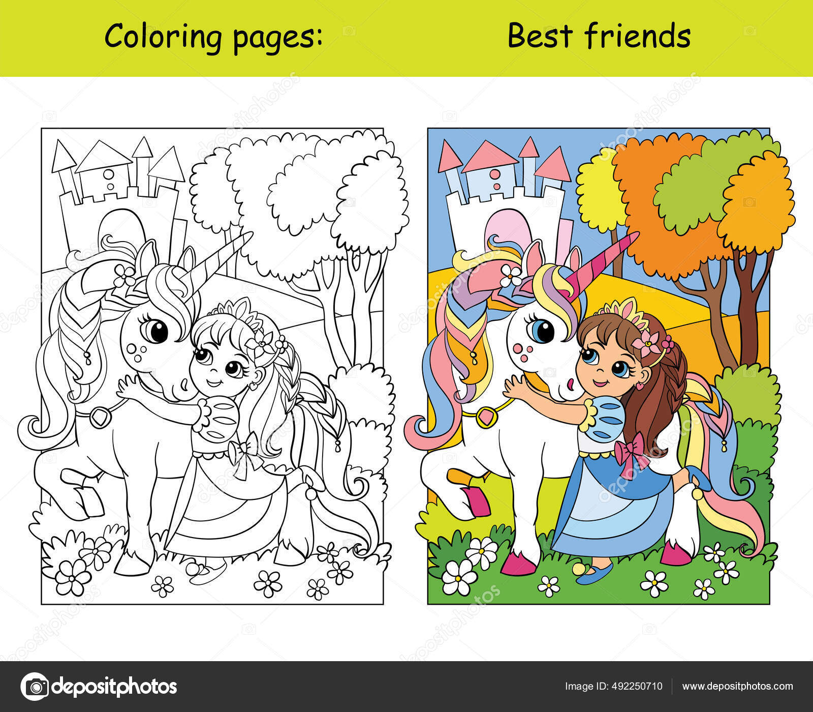página para colorir de unicórnio de gato isolada para crianças