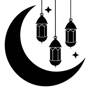 Hilal ay, asılı fenerler ve yıldızlarla