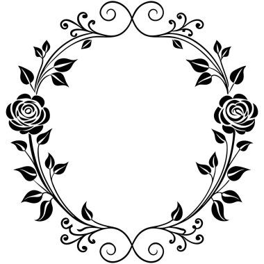 Zarif siyah ve beyaz gül sınır tasarımı