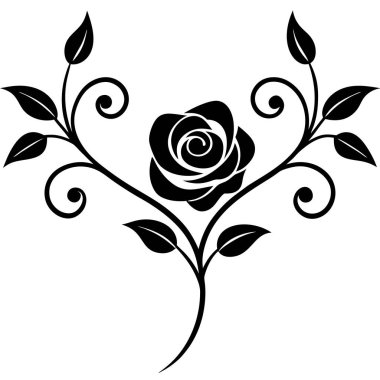 Çiçek desenli zarif siyah bir gül.