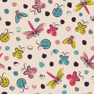 Soyut yaz böcekler vektör seamless modeli