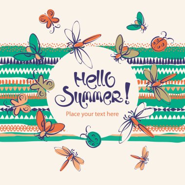 Böcekler yaz halk vektör arka plan