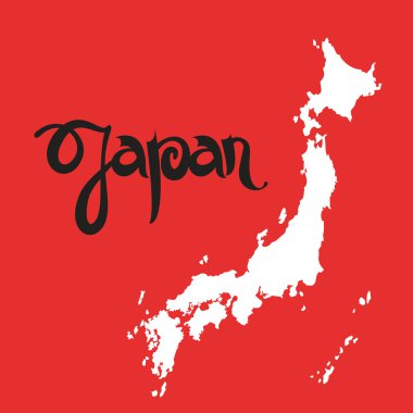 Japonya. Yazı ve harita tasarlamak vektör arka plan.
