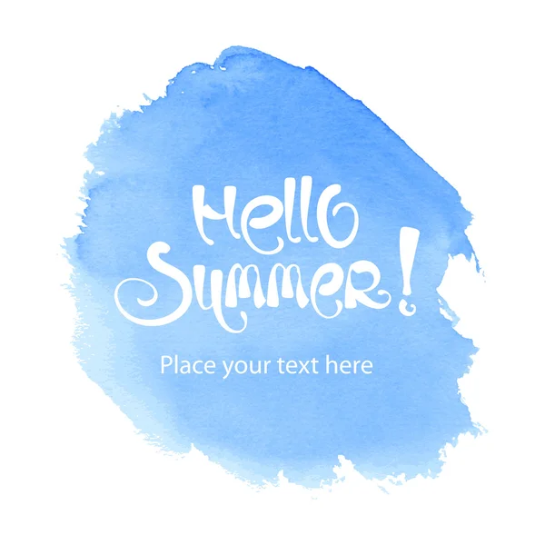 Fondo de acuarela vector azul abstracto. Hola verano vector letras — Archivo Imágenes Vectoriales