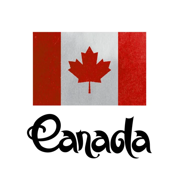 Kanada. abstrakter Vektorhintergrund mit Schriftzug und Aquarellfahne — Stockvektor