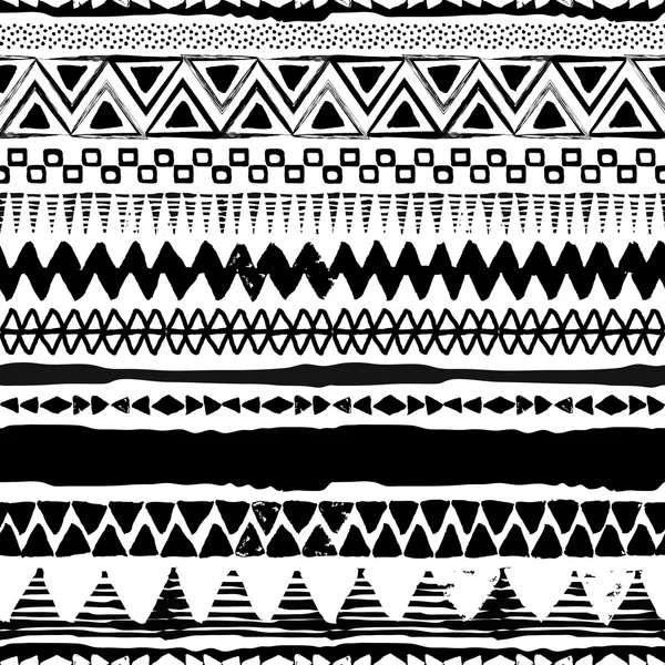 Abstracto negro y blanco vector tribal patrón sin costura — Vector de stock