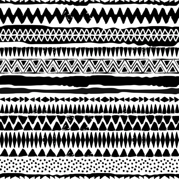 抽象的な黒と白の部族のベクトルのシームレス パターン — ストックベクタ