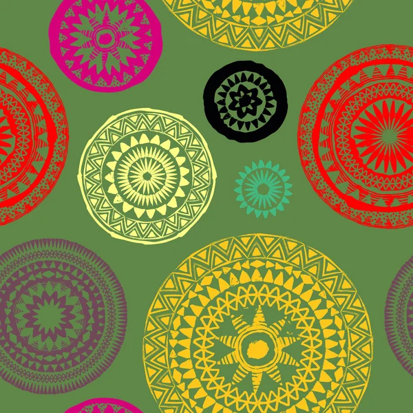 Mandala. Abstraktes rundes Ornament nahtloses Vektormuster — Stockvektor