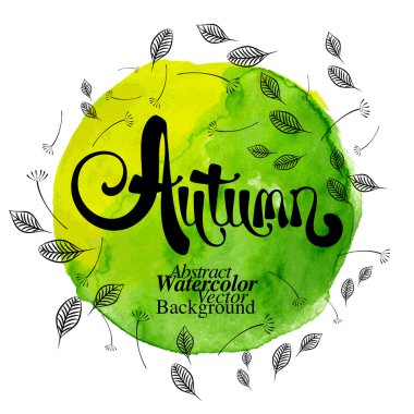 Sonbahar. Yeşil Daire suluboya vektör arka plan