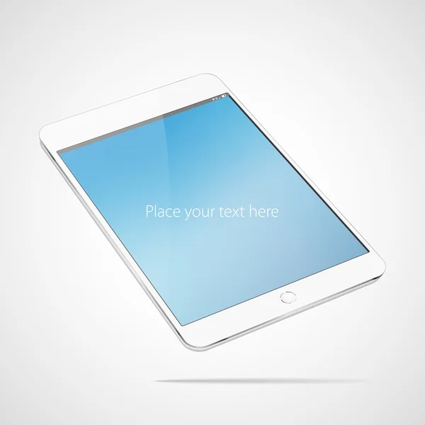 Touchscreen weiße Tablet-Computer-Vektor-Attrappe mit leerem Bildschirm — Stockvektor