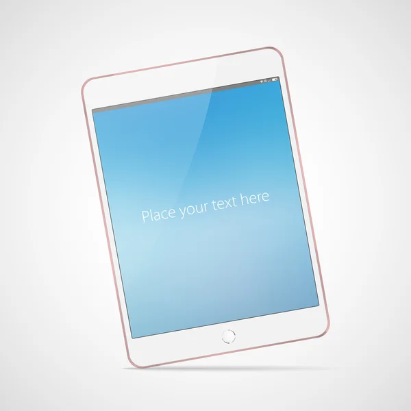 Touchscreen branco e rosa tablet computador vetor mockup com tela em branco — Vetor de Stock