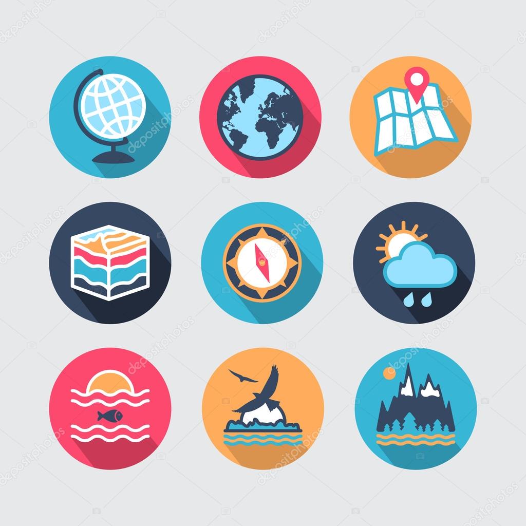 Set of geography vector icons