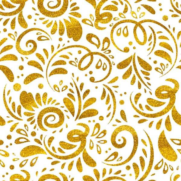 Abstracte plant vector gouden naadloze patroon. Floral textuur — Stockvector