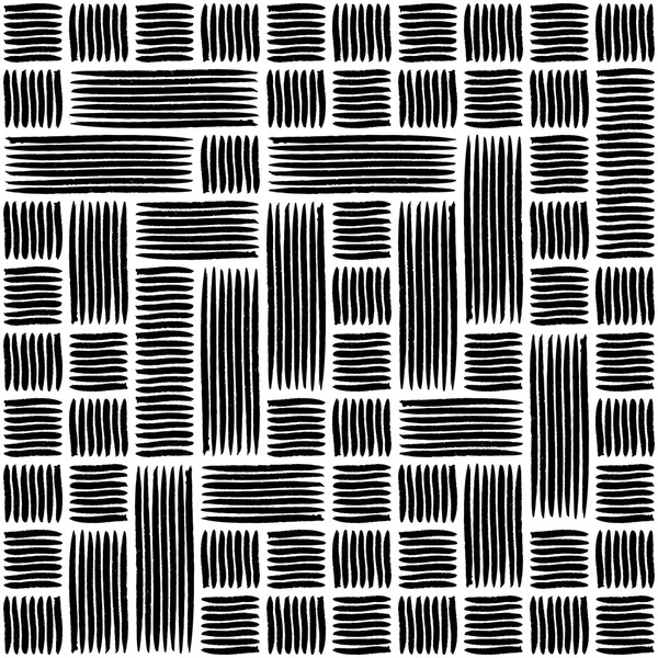 Abstract geometric grunge vector black and white seamless pattern. Monochrome texture — Stock Vector