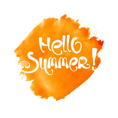 Turuncu vektör suluboya arka plan yazı soyut Merhaba yaz