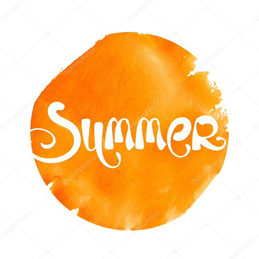 Abstract summer lettering vector orange watercolor background