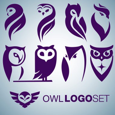 owl logo set clipart