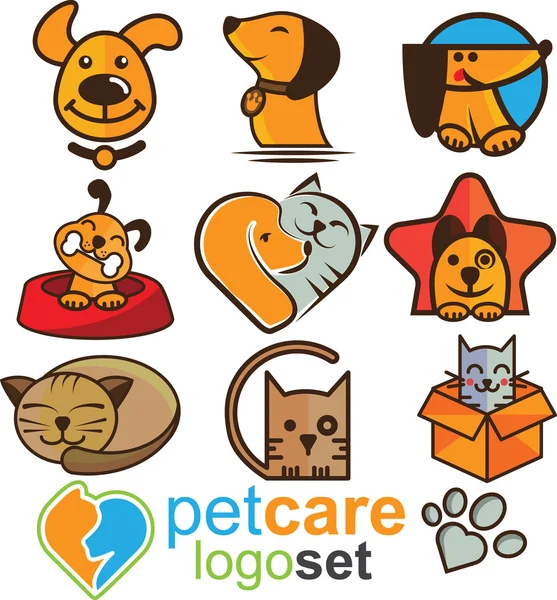 Pet care logo set deisgn — Stock Vector