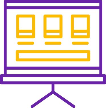 Üç boş çerçeveyi gösteren sunum ekranı