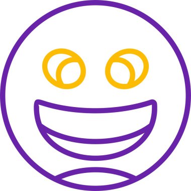 Kocaman gözleri ve ağzı olan gülen bir yüz.