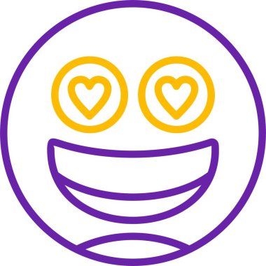 Kalp şeklinde gözleri olan gülen emoji.