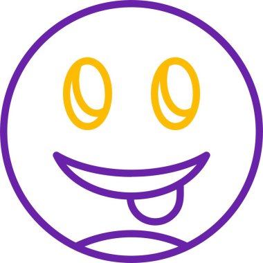 Gülümseyen yüz, dil ve gözler.