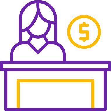 Masasında dolar işareti olan bir kadın.