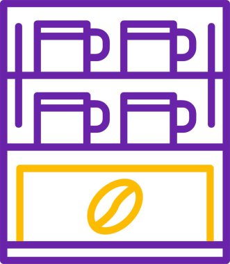 Rafta dört kahve fincanı sergileniyor.