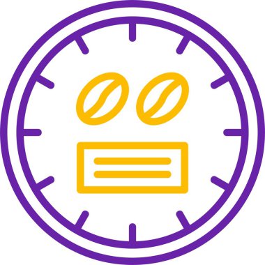 Kahve çekirdekleri ve fincanlardan oluşan saat yüzlü.