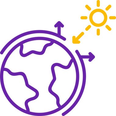 Güneş ışınları ve hareket gösteren oklarıyla yeryüzü