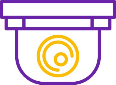 Security camera icon in purple and yellow