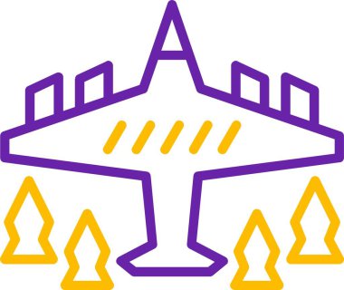 Manzarada ağaçların üzerinde uçan uçak