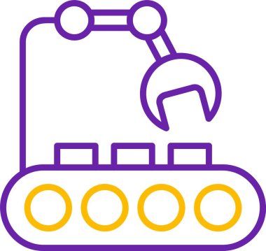 Taşıyıcı bant robotik kollu kutular taşıyor.