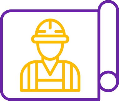 İnşaat işçisi sıkı şapka ve üniforma giyiyor.