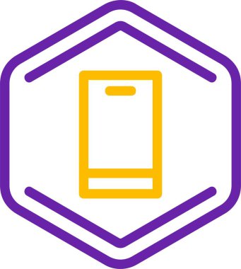 Sarı ve mor renkli altıgen logo