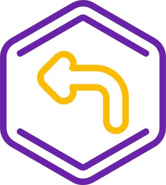 Altıgenin içinde sol tarafı gösteren eğri ok