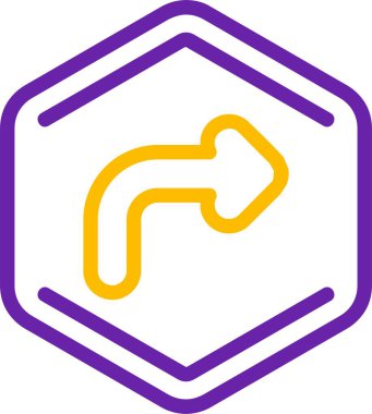 Sağ tarafı işaret eden sarı oklu altıgen şekil